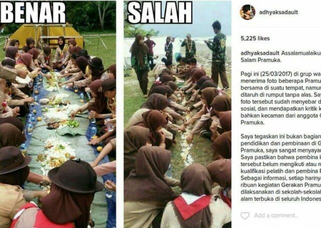 Anggota Pramuka Makan di Atas Tanah di Tangerang Jadi Viral di Media Sosial