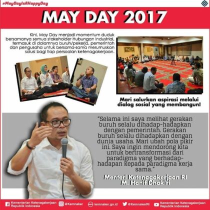 Menaker: Rayakan Hari Buruh Internasional dengan Kegiatan Positif