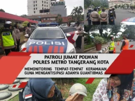 Kaum Pria Shalat Jumat, Polwan Cantik Berpatroli Mengayomi Warga Kota Tangerang