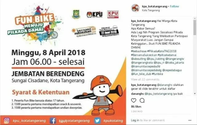 Ayo! Ikuti Fun Bike Menuju Pilkada Damai Kota Tangerang