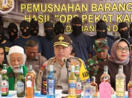 Polda Banten Musnahkan Ribuan Miras Ops Pekat Kalimaya 2018
