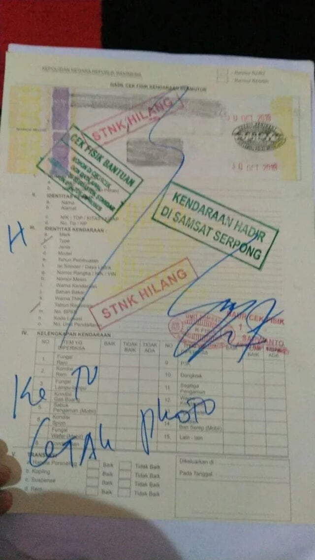 Berita Kehilangan STNK Kendaraan Bermotor