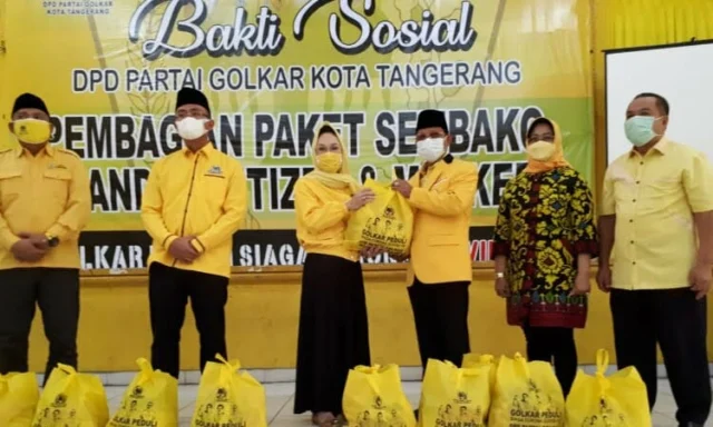 Terus Berjalan, DPD Golkar Kota Tangerang Salurkan Ratusan Paket Sembako Covid-19