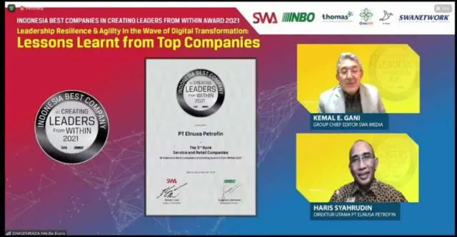 Elnusa Petrofin Raih Penghargaan Indonesia Best Companies In Creating Leaders From Within 2021