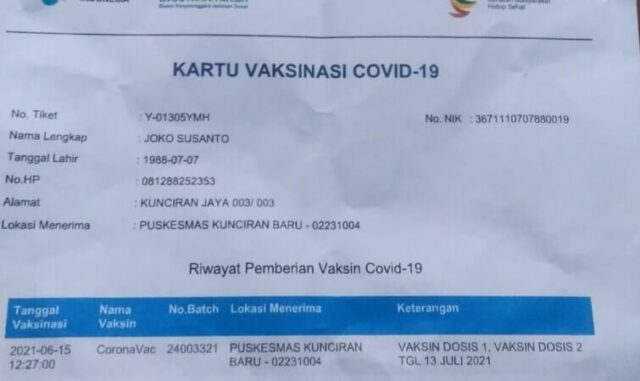 Warga Pinang Kota Tangerang Meninggal Setelah Vaksin Covid-19, Begini Ceritanya