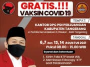 DPC PDI Perjuangan Kabupaten Tangerang Gelar Vaksinasi Gratis, Ayo Ikutan
