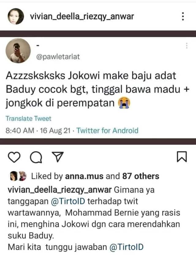 KNPI Lebak meminta Polri segera menangkap Penghina Adat Suku Baduy, ini bukti screenshootnya.