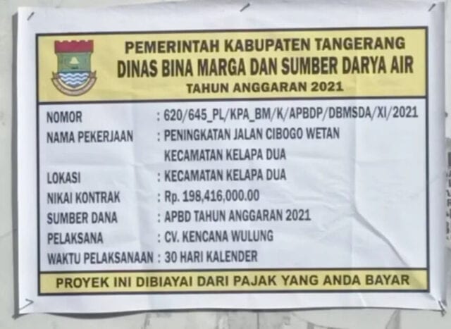 Ada Indikasi Kecurangan, Proyek Betonisasi Peningkatan Jalan Cibogo Wetan Kelapa Dua Disoal LSM LipanHam
