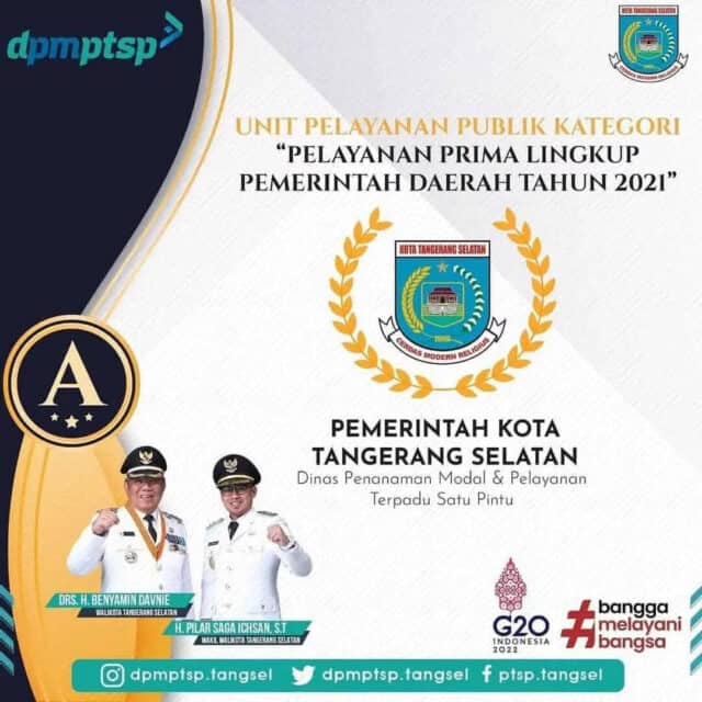 DPMPTSP Tangsel Raih Penghargaan Pelayanan Prima dari Kemenpan RB