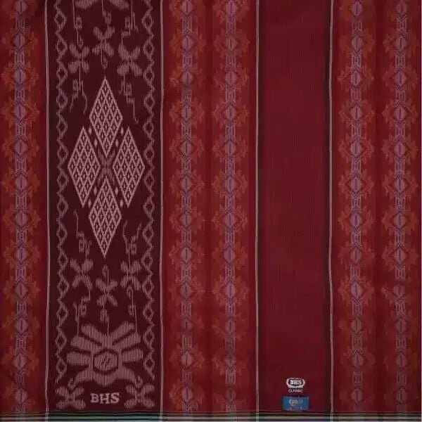 Sarung Classic BHS Silver Motif Kawung Dobby Merah Tua