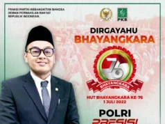Anggota Komisi III DPR-RI Moh. Rano Alfath mengucapkan selamat dan menyatakan apresiasinya pada peringatan HUT Ke-76 Bhayangkara.
