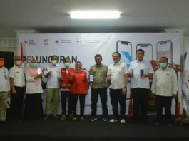 Kegiatan PMI dalam peluncuran aplikasi Atlas di Aula Dinas Koperasi dan Usaha Mikro Kabupaten Tangerang.