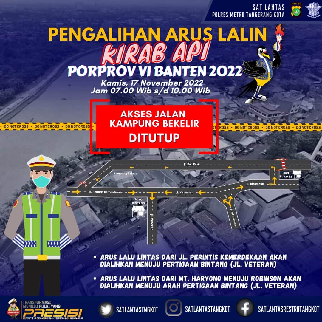 Ini Rekayasa Arus Lalulintas Saat Kirab Api Porprov Banten 2022 di kota Tangerang