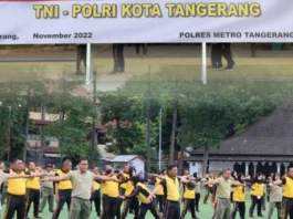 Ratusan Polisi-TNI Kota Tangerang Kumpul Bareng di Alun-Alun Ahmad Yani