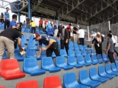 Bebersih Stadion Benteng Reborn Jelang Pembukaan Porprov Banten 2022