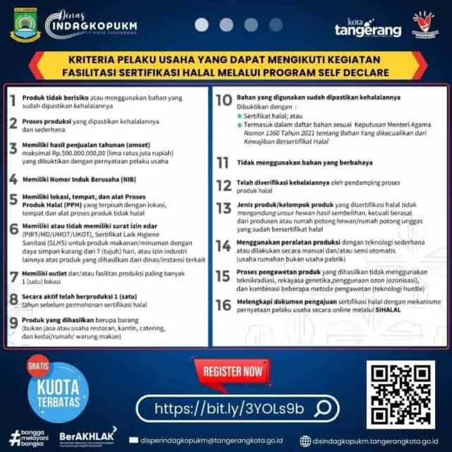 Catat, Kemenag Kota Tangerang Fasilitasi Pengajuan Sertifikat Halal Gratis