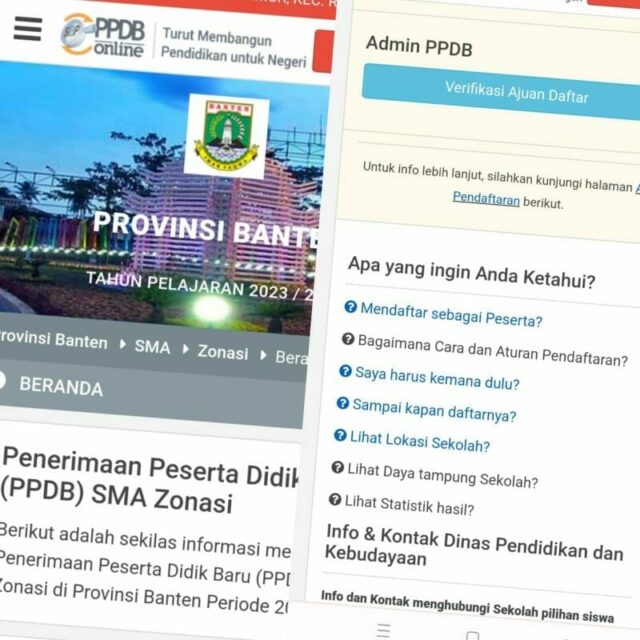 Foto : Tampilan web PPDB online Banten. (Istimewa)
