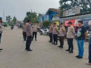 Wakapolsek Pasar Kemis Iptu Slamet Riyadi, SH memimpin Apel Pengamanan keberangkatan massa aksi dari KASBI. Foto. Pelitabanten.com.(Istimewa)