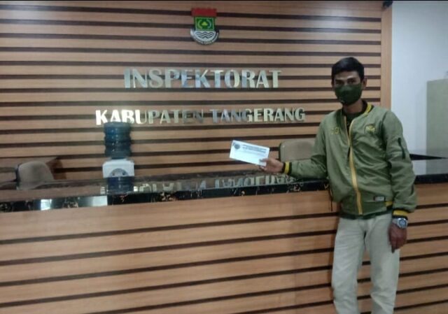 Barnas Anggota LSM Geram banten Indonesia, Layangkan Surat ke kantor insfektorat kabupaten Tangerang. Foto. (Istimewa).