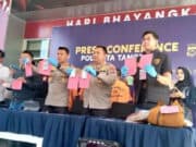 Saat konferensi Pers Polresta Tangerang Polda Banten mengamankan 4 orang terduga pelaku, Foto. Pelitabanten.com. (Istimewa).