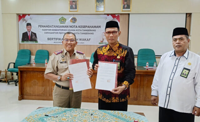 MoU, Kemenag dan BPN Kota Tangerang Dorong Percepatan Sertipikat Tanah Wakaf