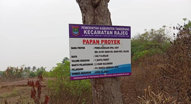 proyek pembangunan drainase U-ditch yang berada tepat di kampung daon desa daon RW 04 Kecamatan Rajeg, Foto. (Istimewa)