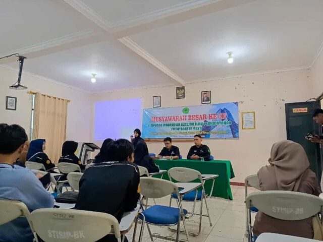 Acara Mubes HMJ IP STISIP Banten Raya di Aula Kampus STISIP Banten Raya, Pada Selasa (05/12/2023).