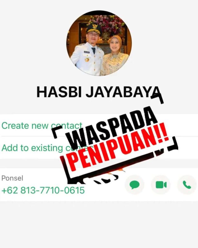 Nomor yang mencatut Bupati Lebak MHJB, pada Sabtu (22/03/2025).